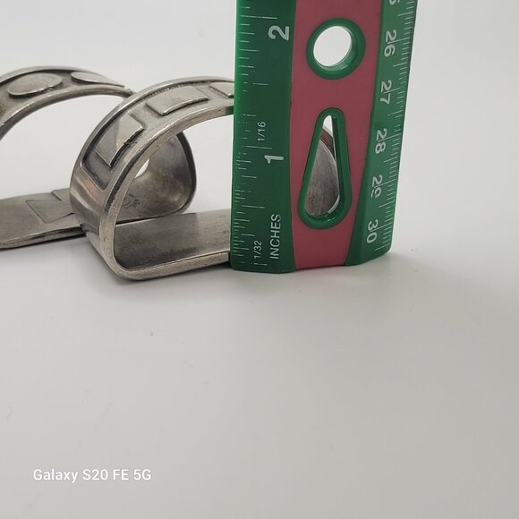 Vintage Aitkens Pewter Napkin Rings Geometric Tableware Set of Four 4 - Picture 10 of 11
